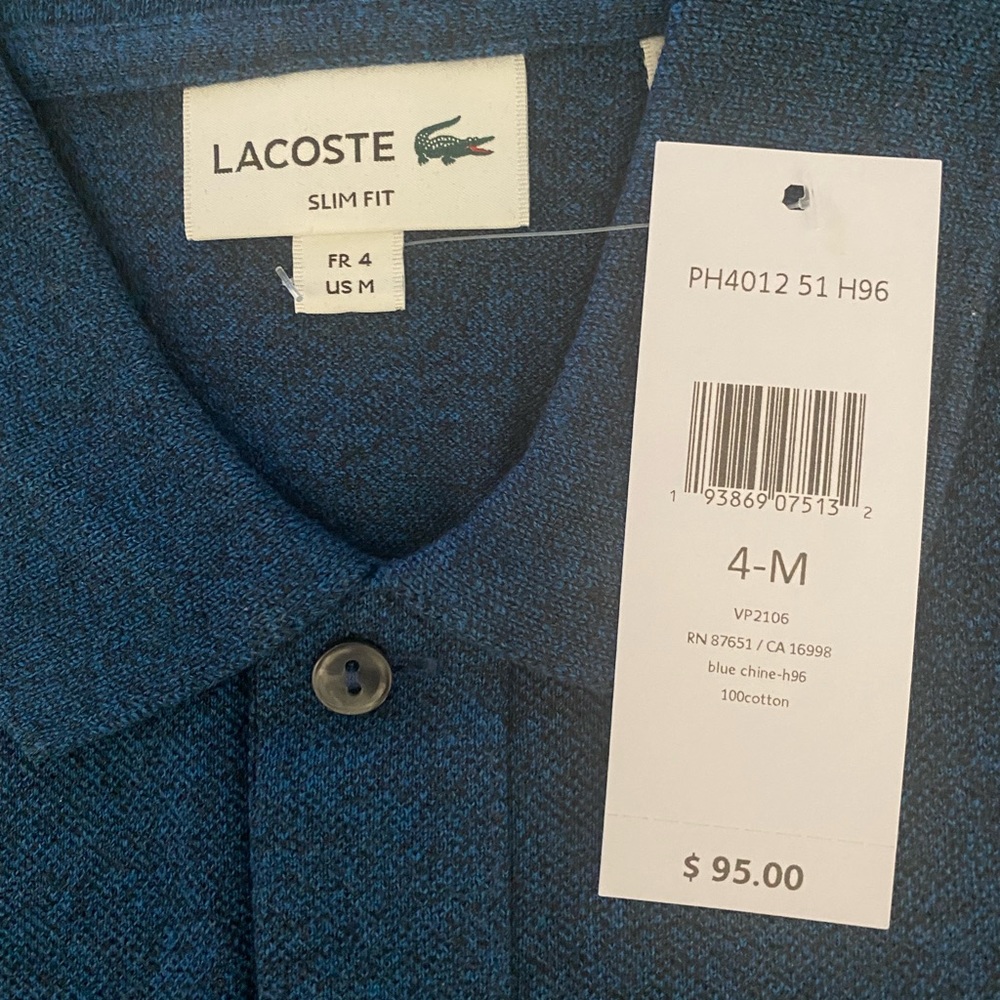 - Lacoste Men's Logo Embroidered Polo Shirt -Blue Slim Fit